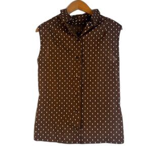 Koret of California Brown with Bows Button Front Tank Blouse Size Medium